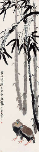 齐白石（1863～1957） 竹报平安 立轴 设色纸本