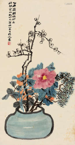 赵之谦（1829～1884） 乙丑（1865）年作 岁朝清供图 立轴 设色纸本