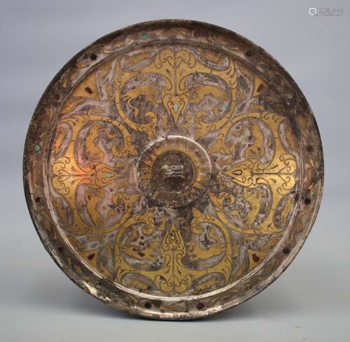 A GILT BRONZE MIRROR