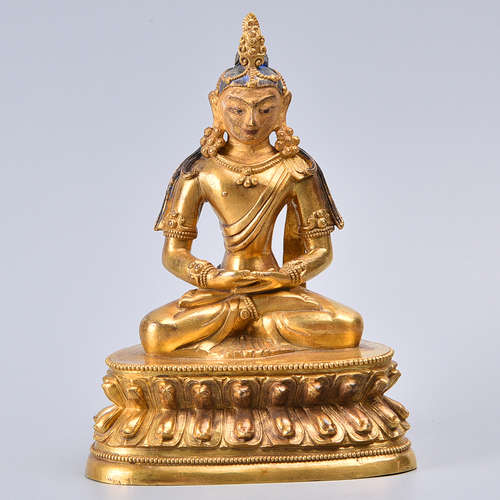 CHINESE GILT BRONZE BUDDHA OF IMMEASURABLE LIFE