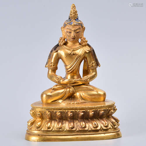 CHINESE GILT BRONZE BUDDHA OF IMMEASURABLE LIFE