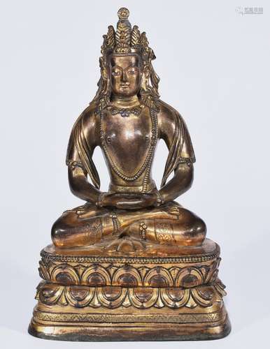 CHINESE GILT BRONZE BUDDHA OF IMMEASURABLE LIFE