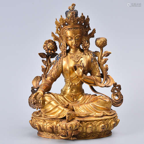 CHINESE GILT BRONZE BUDDHA SCULPTURE