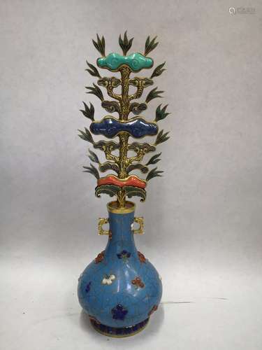 A BRONZE CLOISONNE ENAMEL VASE