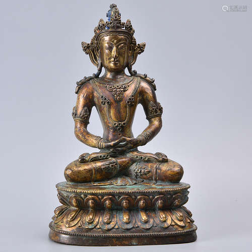 CHINESE GILT BRONZE BUDDHA OF IMMEASURABLE LIFE