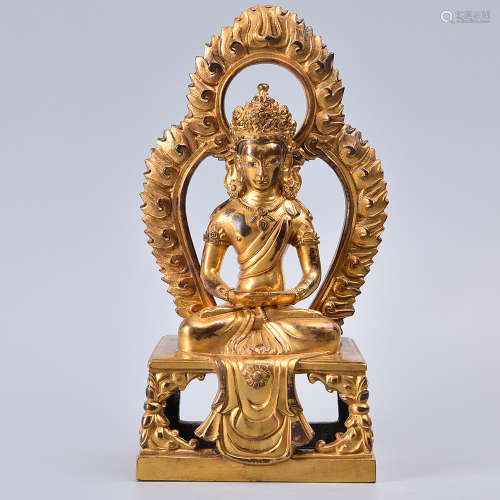 CHINESE GILT BRONZE BUDDHA OF IMMEASURABLE LIFE