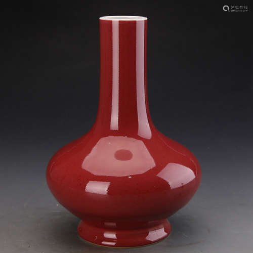 QIANLONG MARK, A RED GLAZED VASE