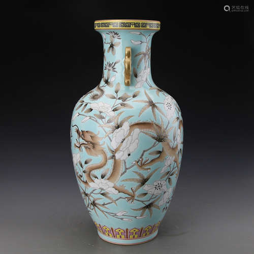 GUANGXV MARK, TURQUOISE GLAZED VASE