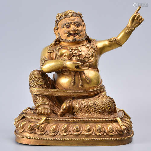 CHINESE GILT BRONZE BUDDHA OF SHAKYAMUNI