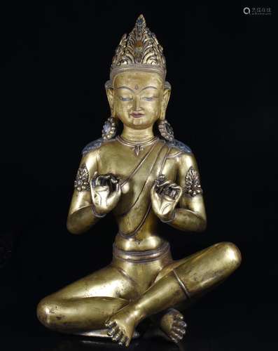 CHINESE GILT BRONZE GUANYIN