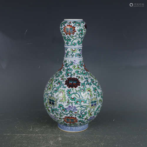 QIANLONG MARK, A DOUCAI GLAZED GOURD VASE