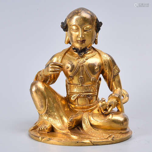 CHINESE GILT BRONZE BUDDHA OF GUANYIN