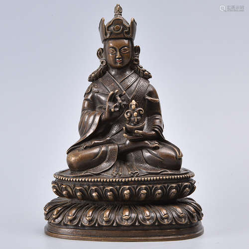 CHINESE GILT BRONZE BUDDHA OF PADMASAMBHAVA