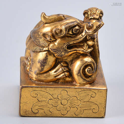 A GILT BRONZE SEAL