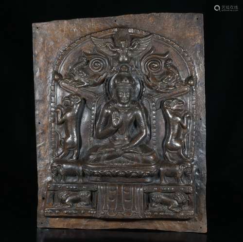 A BRONZE BUDDHA PANEL