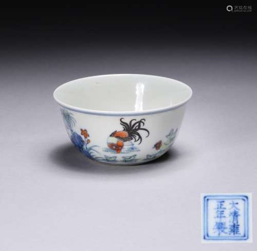 YONGZHENG MARK, A DOUCAI GLAZED CUP