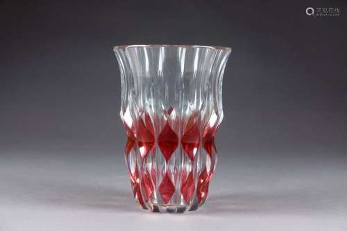 Val Saint Lambert.Vase “Glycine“. Epais cristal...