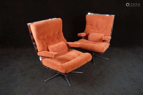 Paire de Fauteuils vintage. Structure en acier chr...