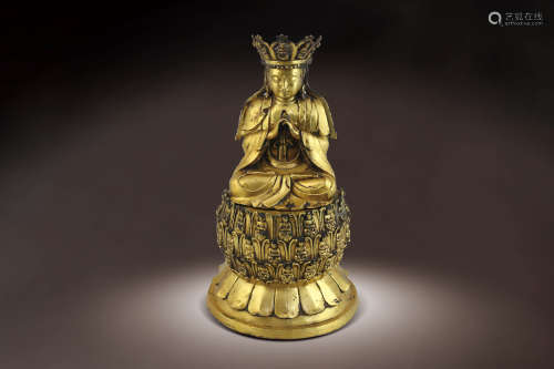 清 銅鎏金地藏菩薩像