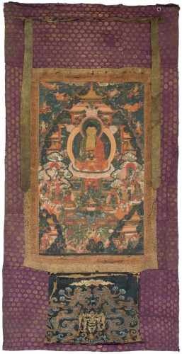 Thangka des Buddha Amitabha im westlichen ParadiesTibet, 18. Jh. Darstellung des Buddha Amitabha,