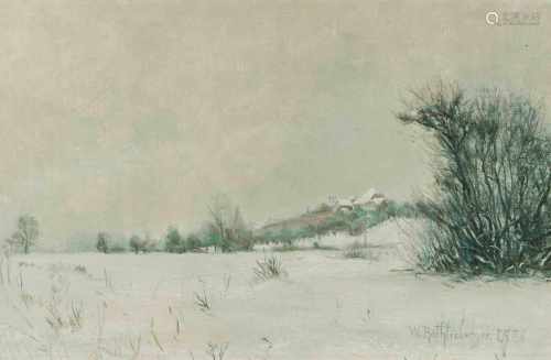 Röthlisberger, William(Walkringen 1862–1943 Thielle) Winterlandschaft, 1886. Öl auf Leinwand.