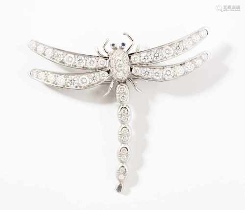 Tiffany Brillant-BroscheKollektion Enchant. Modell Dragonfly. 950 Platin. Ausgefasst mit 52