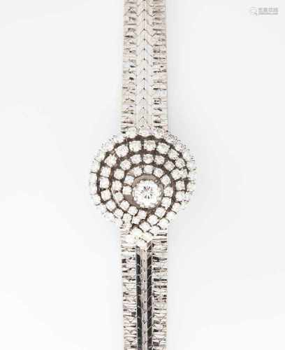 Rolex Brillant-Damenarmbanduhr1960er Jahre. 750 Weissgold. Handaufzug, Cal. 1401. Rundes kleines