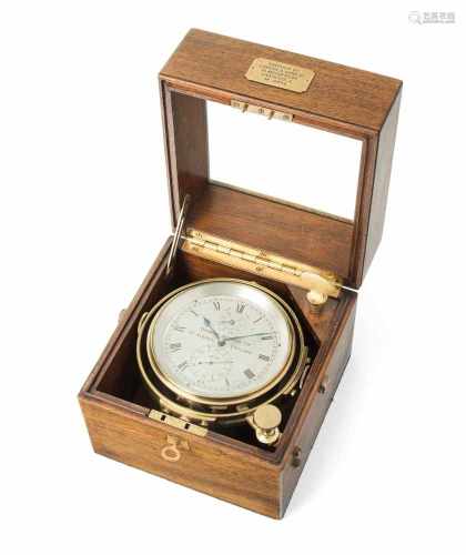 Schiffschronometer, Thomas Mercer Ltd.St.Albans England, 19.Jh. Braunes Holzgehäuse mit verglaster