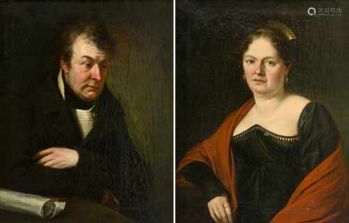 Hauber, Joseph(Geratsried 1766–1834 München) Gegenstücke: Portraits von Joseph Liebherr und Clara