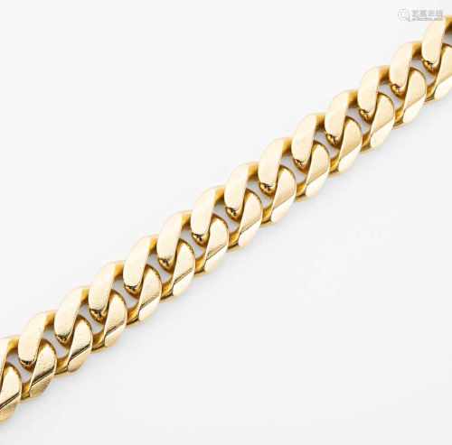 Flachpanzer-Bracelet750 Gelbgold. Massiv. L 20 cm, B 1,3 cm, 125 g.