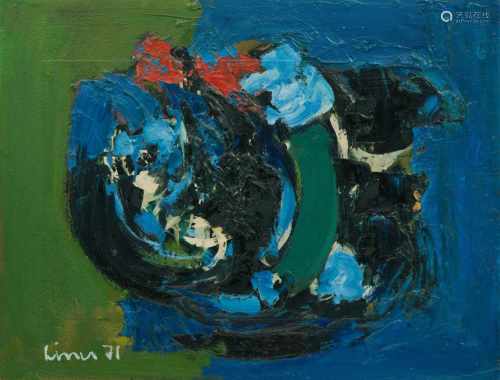 Liner, Carl Walter(St. Gallen 1914–1997 Appenzell) Komposition Blau Grün Schwarz, 1971. Öl auf