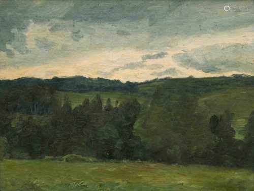 Burnand, Eugène(Moudon 1850–1921 Paris) Landschaftsstudie. Öl auf Leinwand über Hartfaserplatte.