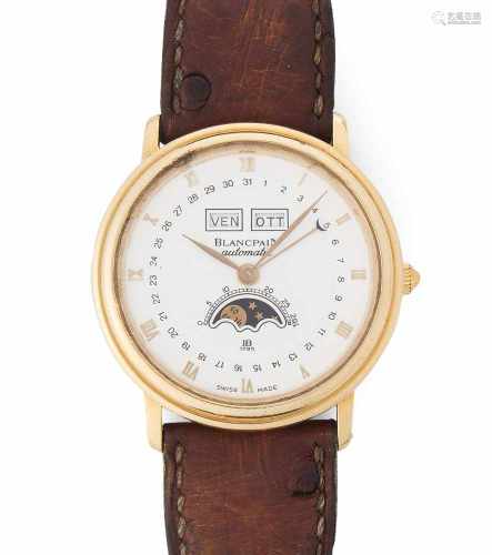 Blancpain Villeret AutomaticRunde, automatische Armbanduhr 80er Jahre mit Vollkalender in 750
