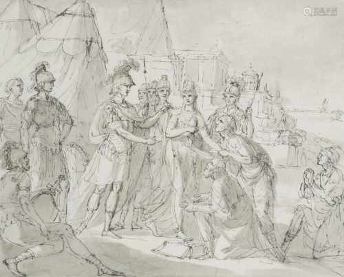 Italien, Ende 18. Jh.Achilleus und Patroklos übergeben Briseis den Abgesandten Agamemnons (Ilias 1.