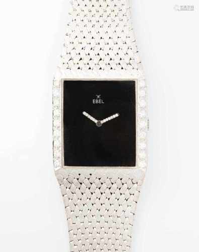 Ebel-Brillant-Armbanduhr1980er Jahre. 750 Weissgold. Nr. 90119- Handaufzug. Onyx-Zifferblatt mit