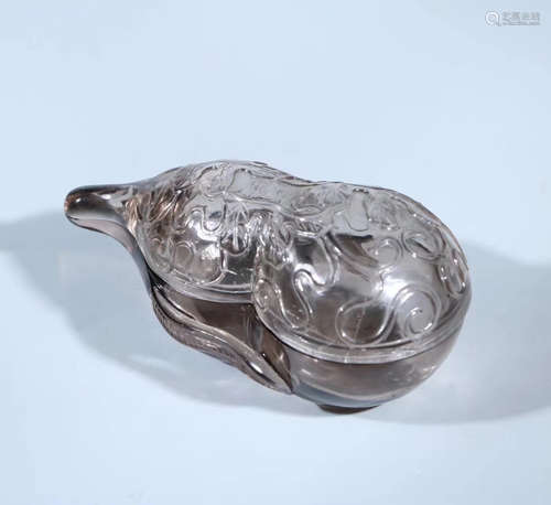 A CRYSTAL CASTED GOURD SHAPED SEAL BOX