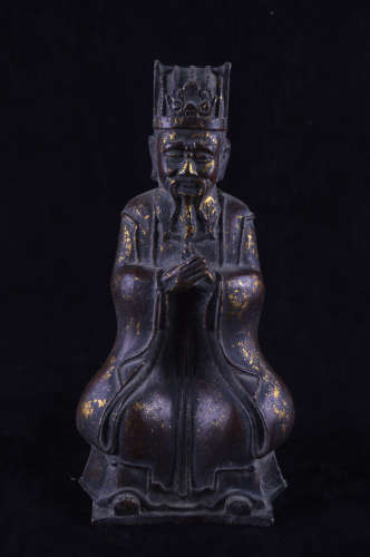 A BRONZE MOLDED WENCHANG STATUE