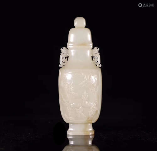 A XINJIANG HETIAN JADE CARVED VASE