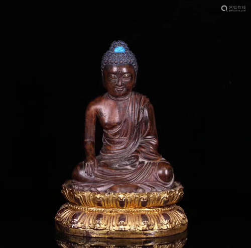 A CHENXIANG WOOD CARVED SHAKYAMUNI FIGURE