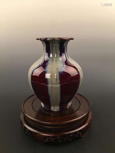 Chinese Flambe Glazed Porcelain Vase