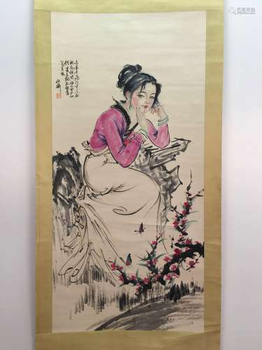 Chinese Hanging Scroll Of Lady