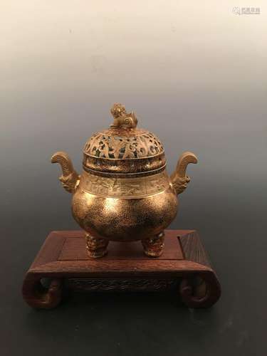 Chinese Gilt Bronze Incense Burner