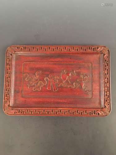 Chinese Old Red Wood Tray