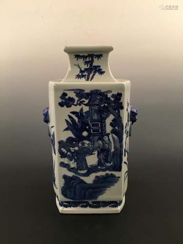 Chinese Blue & White Square Vase