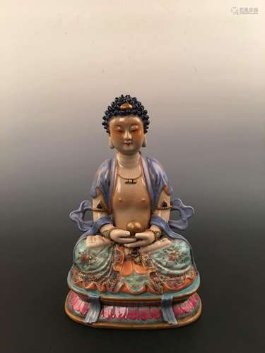 Chinese Famille Rose Buddha Statue