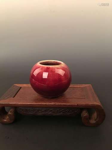 Red Glazed Brush Washer with Yongzheng Mark