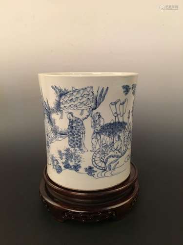 White-Blue Brush Pot