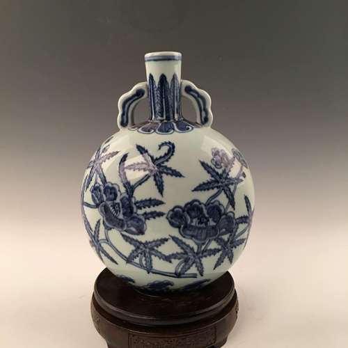 Chinese Blue&White Moon Flask Vase