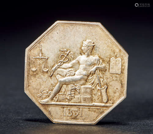 1831年 法国八角型纯银代用币