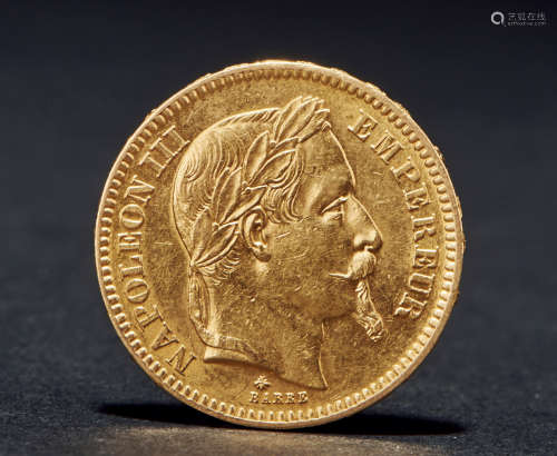 1865年 原光法国拿破仑三世20法郎金币